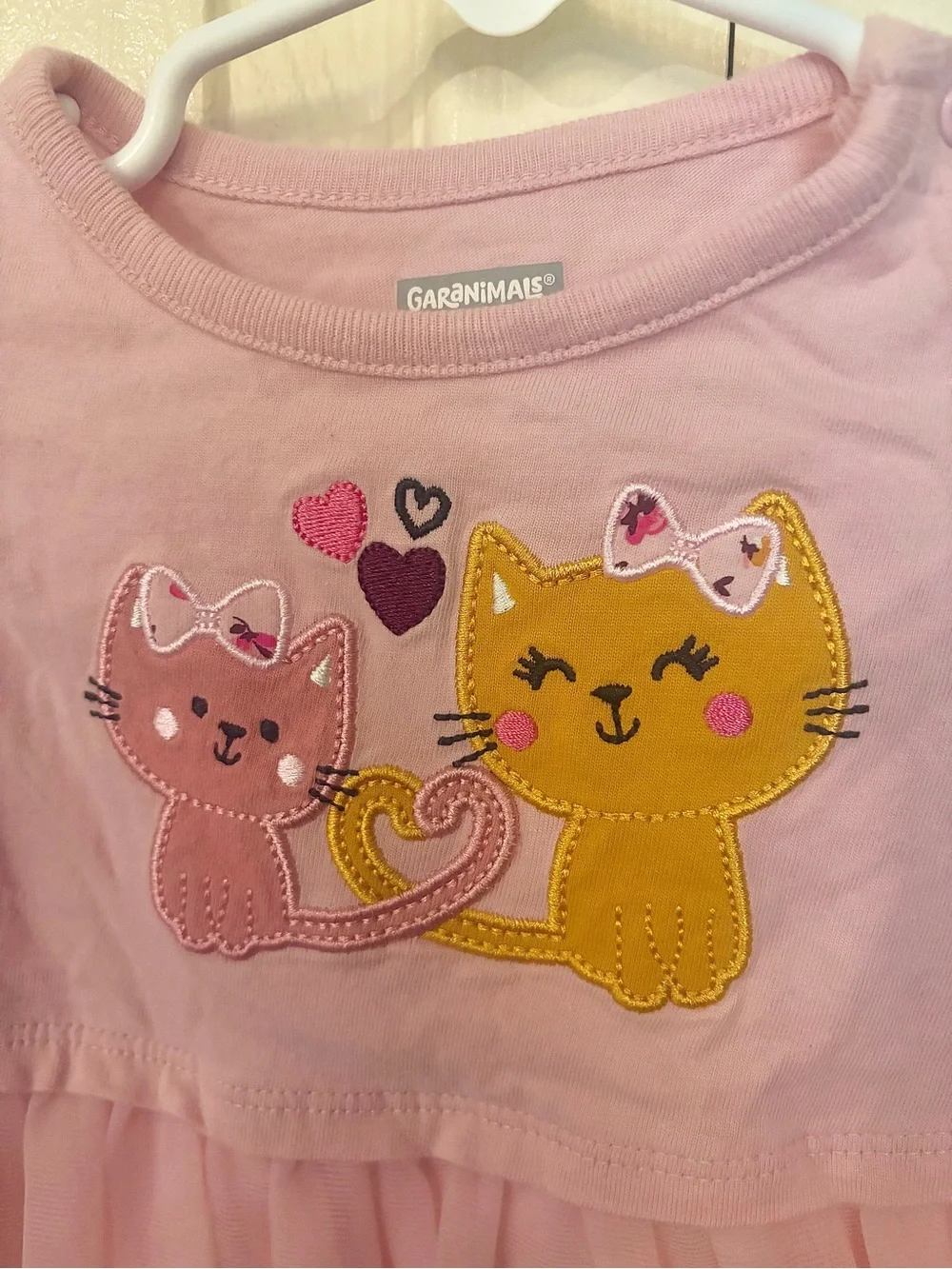 Garnims Light Pink Long-Sleeve Tutu One-Piece Kitty Patch 6-9 months